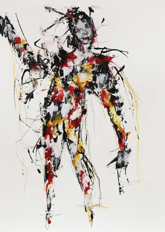 I. Schmidt: "Tänzer Nr. 5", zeitgenössische Grafik/Malerei, Original/Unikat Markenware
