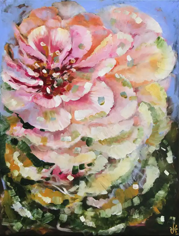 Neu Im Sortiment Acrylgemälde: "Pink Vibes Blooming", Original/Unikat, J. Riemer