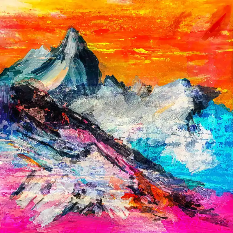 Bestseller Moderne Kunst: "Popart Mountain 1", H. Mühlbauer-Gardemin, Original/Unikat