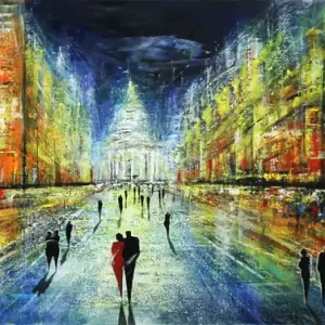 Kostenloser Rückversand Acrylgemälde: "Spätvorstellung IV", K. Namazi, Original/Unikat