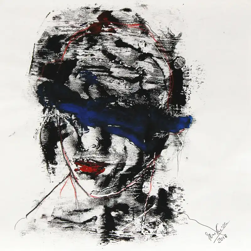 Wochenendangebot I. Schmidt: "Portrait Monoprint Nr. 18/1", zeitgenössische Grafik/Malerei, Original/Unikat