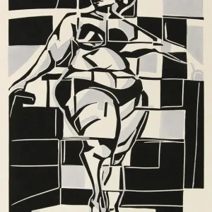 K. Blechschmidt: "Auf der Treppe, E.A.", originale Grafik/limitierte Auflage, Linolschnitt Geprüft