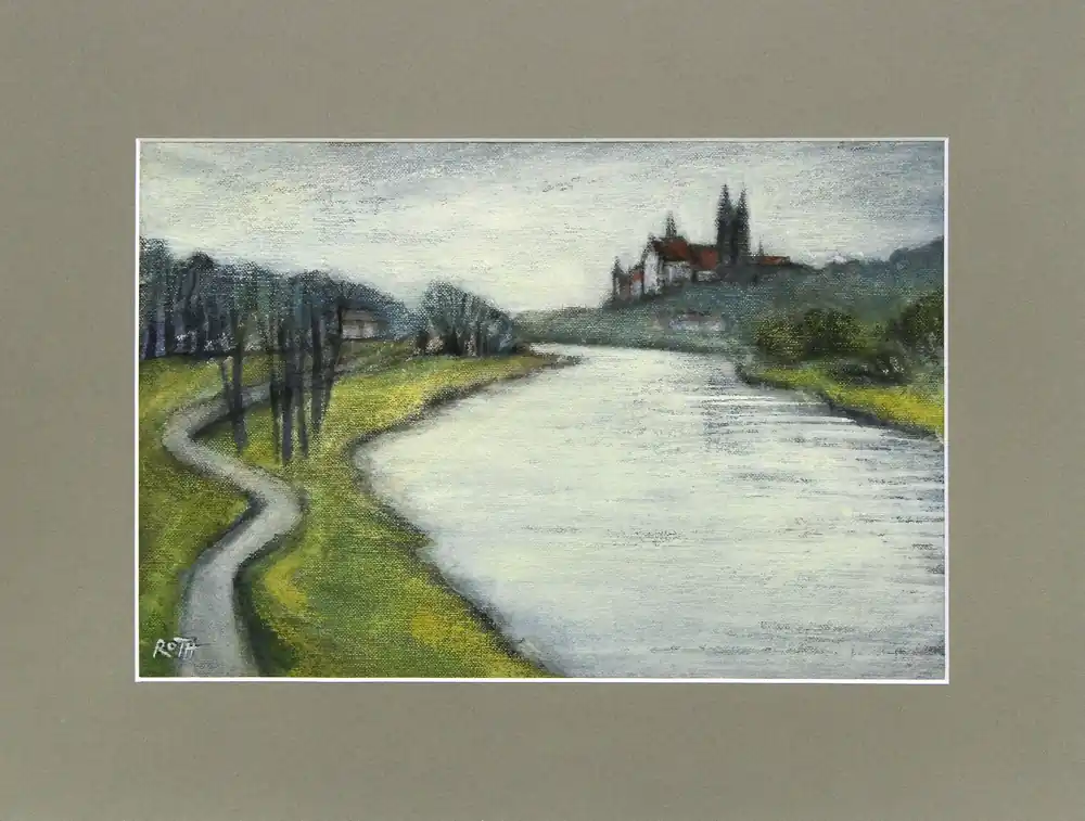 Kostenloser Versand L. Roth: "Meißen elbabwärts", Acrylmalerei (Unikat)
