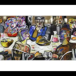 Fineartprint, signiert: "Dinner with Friends", K. Namazi, limitierte Edition auf Papier, Nr. 1/150 Markenprodukt