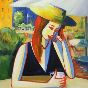Billig M. Cieśla: "In der Cafeteria", Original/Unikat, Expressionistisches Ölgemälde
