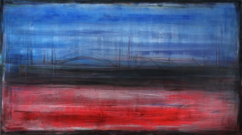 A. Freymuth: "Seeport", Acrylmalerei abstrakt, Originalgemälde (Unikat) (A) Garantierte Lieferung