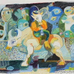 F.O. Haake: "Minotaurus reitet in die Stadt", originale Zeichnung, Unikat Knallerangebot