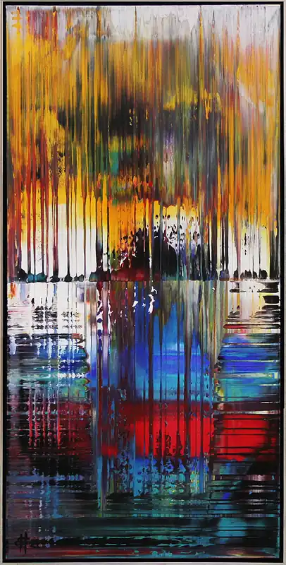 G. Hung: "Lighttower II", gerahmtes Originalgemälde (Unikat) Highlight