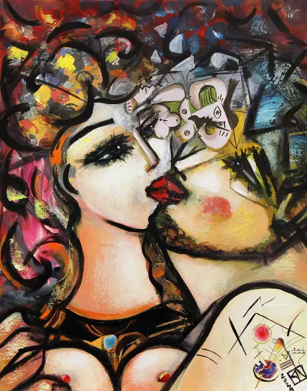 Moderne Kunst: "Luxus & Knutschen III", K. Namazi, Original/Unikat Letzte Chance
