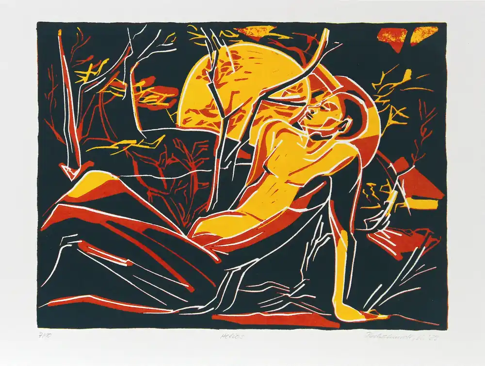 Angebot K. Blechschmidt: "Helios", originale Grafik/limitierte Auflage, Linolschnitt