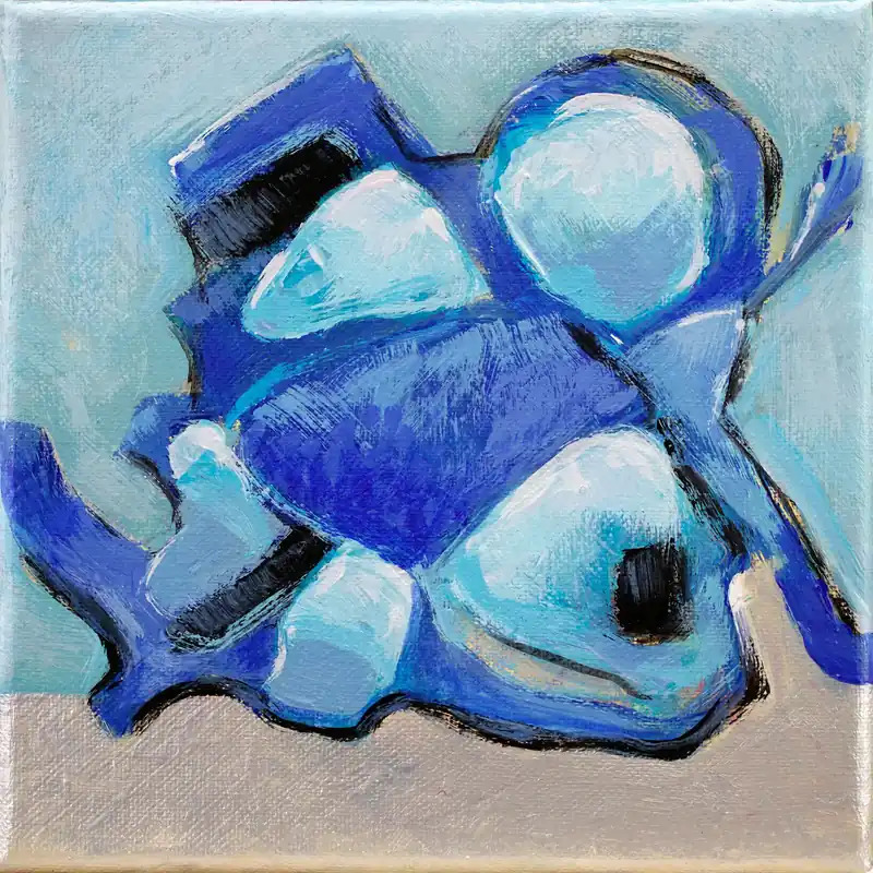 Geprüft U. Fehrmann: "Blaue Frucht", Originalgemälde (Unikat)