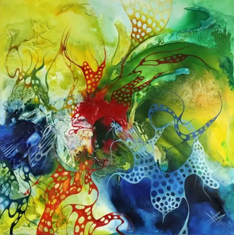 Angebot Acryl- und Ölgemälde, B. Ossowski: "Blue Wonderland"