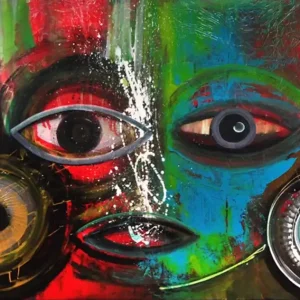 Preisreduziert Acrylgemälde, C. David Schwartz: "LA MASCARITA", Originalgemälde (Unikat)