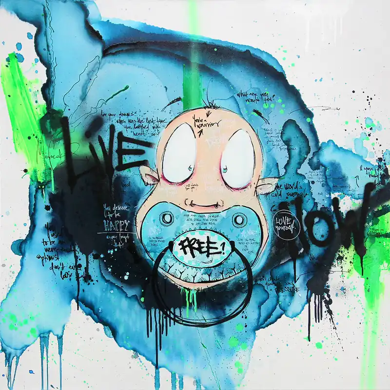 Acrylbild von Dana Kathy: "Luigi Mintygreen", Original/Unikat, Streetart Kostenfreie Lieferung