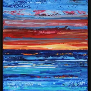 Heißes Angebot Moderne Originalkunst: "Balearic Sunset (Torfbrücke) II", J. Fernandez, Unikat