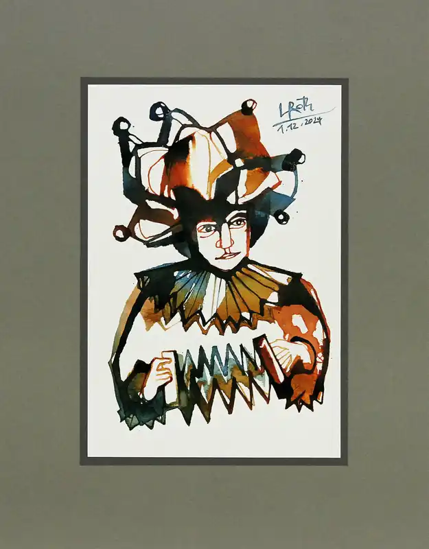 L. Roth: "Spielmann". originale Grafik/Zeichnung (Unikat) Schnäppchen