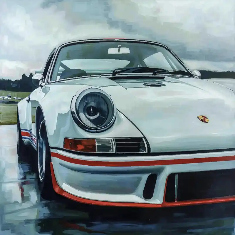 Sonderangebot Moderne Kunst: "Porsche 911 Frontzauber", H. Mühlbauer-Gardemin, Originaledition auf synthetischer Platte