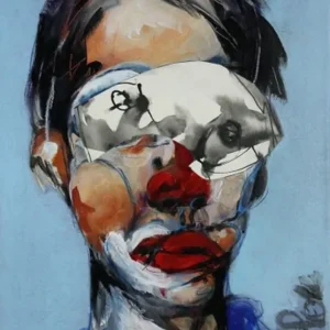 Abstraktes Porträt, J.J. Piezanowski: "J'aurai tant aimé faire le clown" Schneller Versand