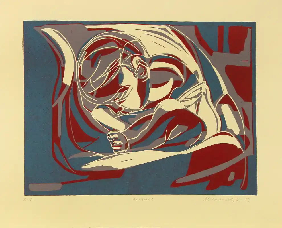 Preiswert K. Blechschmidt: "Neuland", originale Grafik/limitierte Auflage, Linolschnitt