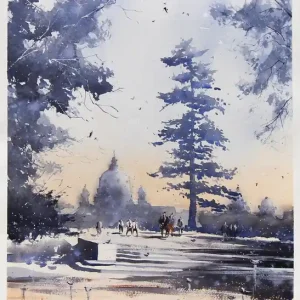 Aquarellmalerei: "Dresden, Frauenkirche", Original/Unikat, F. Bär Knallerangebot