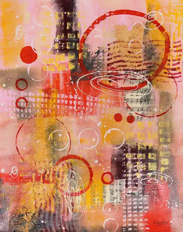 Abstrakte Malerei von Ewa Martens: "Rhythmus II", Original/Unikat Aktuell