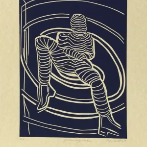 Begrenztes Angebot K. Blechschmidt: "Geschmeidig bleiben, E.A.", originale Grafik/limitierte Auflage, Linolschnitt