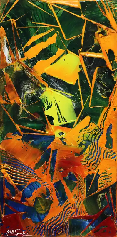 Originalgemälde: "Farbwallungen I", Unikat, J. Fernandez Geprüft