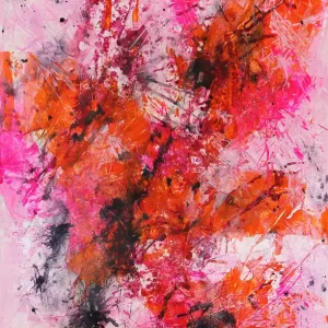 Abverkauf Abstrakte Malerei von Ewa Martens: "Pink Power II", Original/Unikat