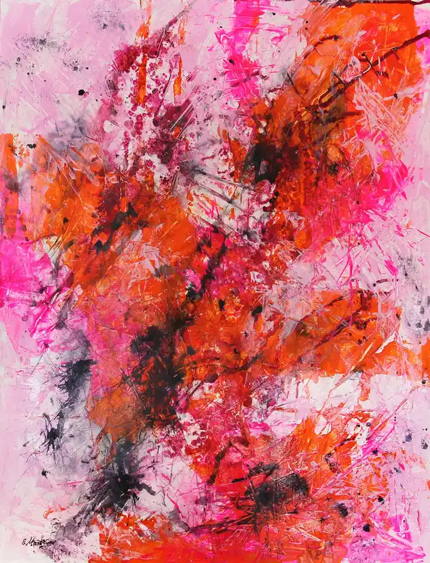 Abverkauf Abstrakte Malerei von Ewa Martens: "Pink Power II", Original/Unikat