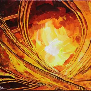 Unikat: "Feuerherz IV", Originalgemälde, J. Fernandez, Acrylbilder Bestpreis
