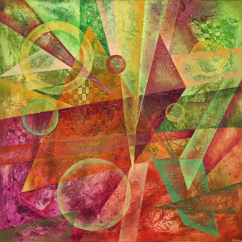 Abstrakte Malerei von Ewa Martens: "Zeitfenster - Freude", Original (Unikat) Ausverkauf