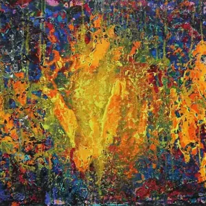 Unikat: "Secret Blossom I", Originalgemälde, J. Fernandez, Acrylbilder Garantierte Lieferung