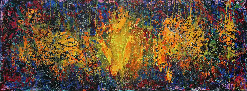 Unikat: "Secret Blossom I", Originalgemälde, J. Fernandez, Acrylbilder Garantierte Lieferung