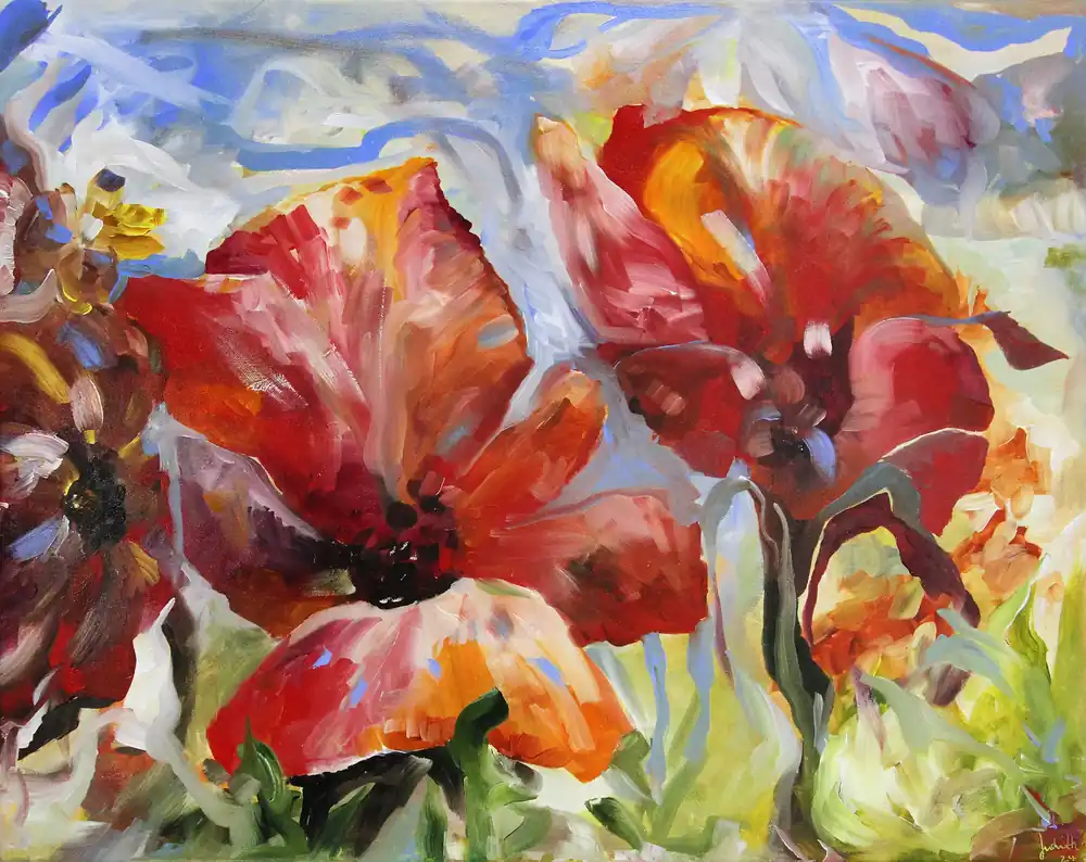 Sichere Zahlung Acrylgemälde: "Blumensehnsucht", Original/Unikat, J. Riemer