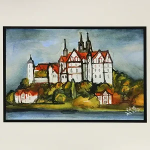 L. Roth: "Albrechtsburg Meißen", originale Grafik/Zeichnung (Unikat) Billig