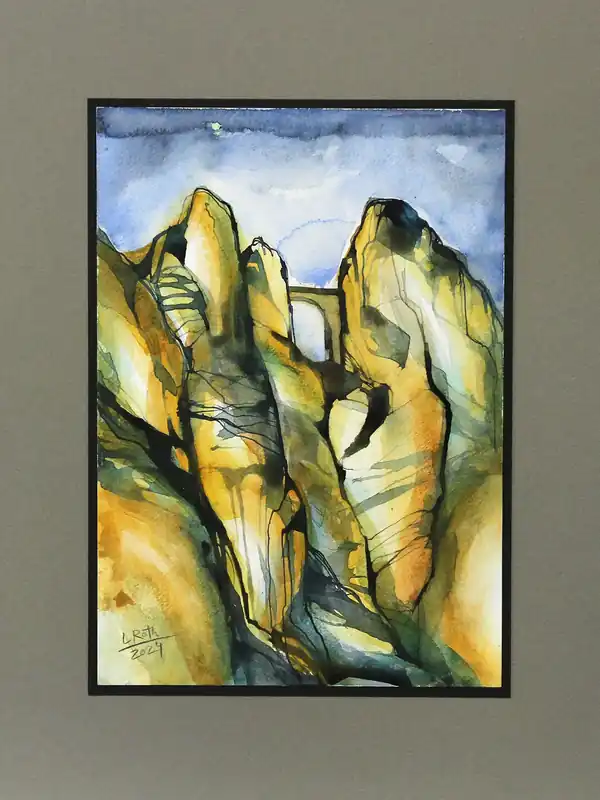 Top-Seller L. Roth: "Bastei". originale Grafik/Zeichnung (Unikat)