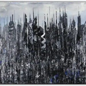 Geprüft J. Fernandez: "Skyscraper: The Future I", moderne Originalkunst (Unikat)