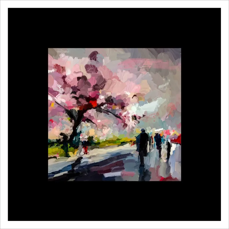 Begrenztes Angebot Fineartprint, signiert: "Spaziergang im Kirschblütenpark", Holger Mühlbauer-Gardemin, limitierte Edition auf Papier, Nr. 2/150