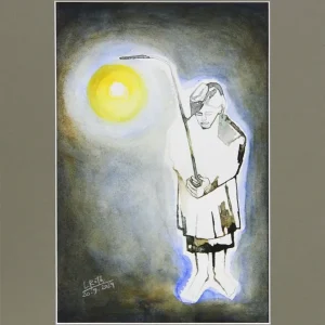 L. Roth: "Laternenmädchen". originale Grafik/Zeichnung (Unikat) Echt
