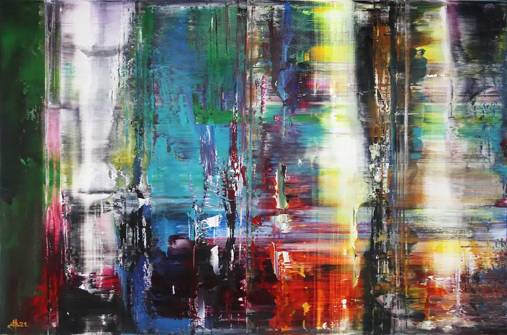 G. Hung: "Tropical City III", abstrakte Originalkunst (Unikat) Billig
