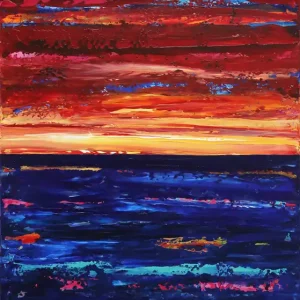 Unikat: "Sunset under Fire I", Originalgemälde, J. Fernandez, Acrylbilder Saisonangebot
