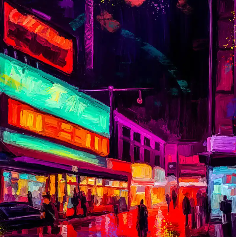 Top-Angebot Moderne Kunst: "Neon City 2", H. Mühlbauer-Gardemin, Original/serielles Unikat