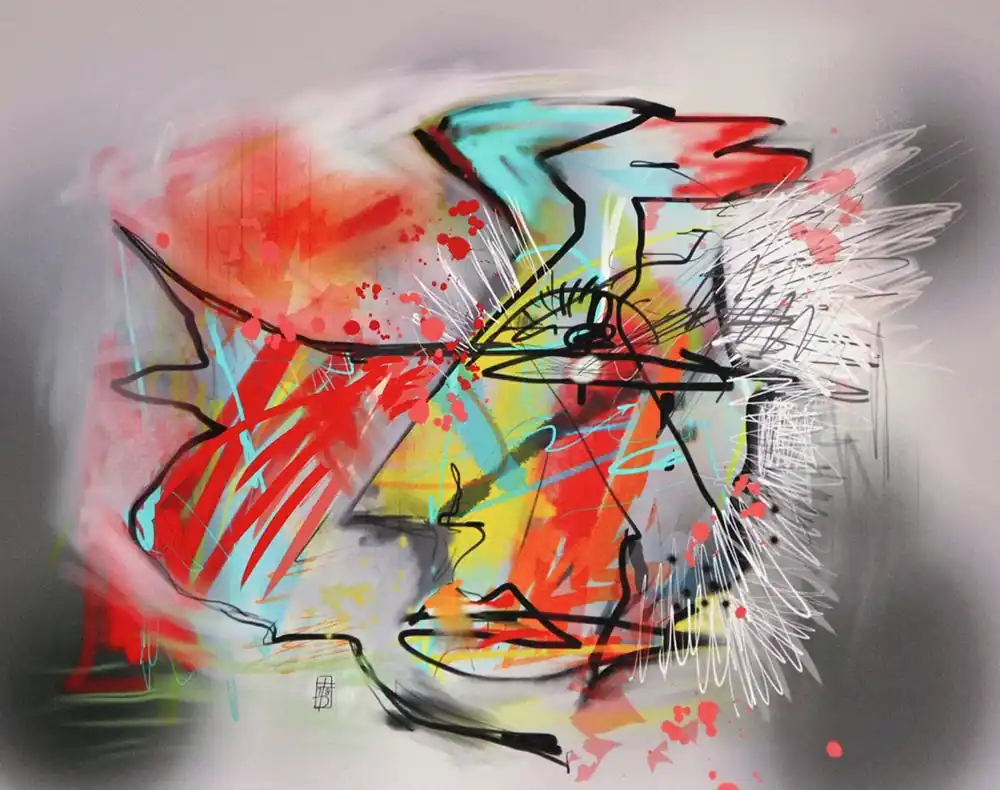 Digitale Grafik, Dirk Hille: "Buntkopf", Nr. 2/3, Aludibond Top-Angebot