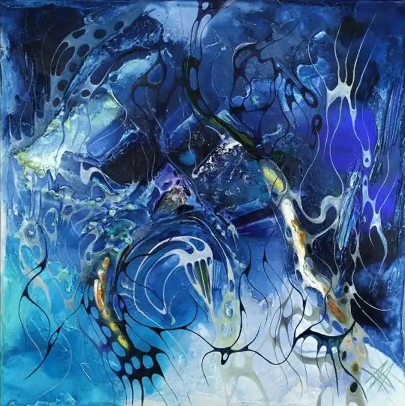 Rabatt Ölbild abstrakt, B. Ossowski: "La Mer", Originalgemälde (Unikat)