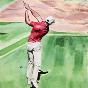 Kostenfreie Lieferung S. Petrunov: "Golfer", zeitgenössisches Originalgemälde / Unikat (A)