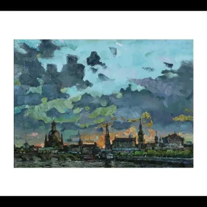 Ausverkauf Limitierte Edition auf Papier, A. Larrett: "Dresden, Canalettoblick nach dem Gewitter", signierter Fineartprint, Nr. 2/150