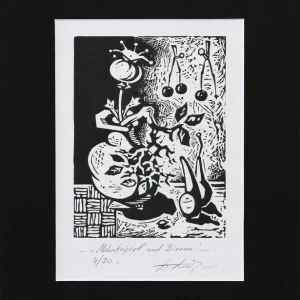 Malerei/Grafik auf Papier: "Mohnkapsel und Birnen, Nr. 4/20", A. Larrett, Original (Unikat) Must-Have