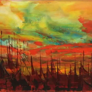 A. Rojo : "Barranquilla", Acrylgemälde, Original/Unikat Kracherpreis