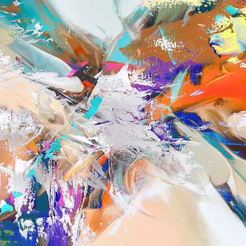 Solange Der Vorrat Reicht Moderne Kunst: "Abstrakt in orange, weiß und blau", H. Mühlbauer-Gardemin, Original/serielles Unikat