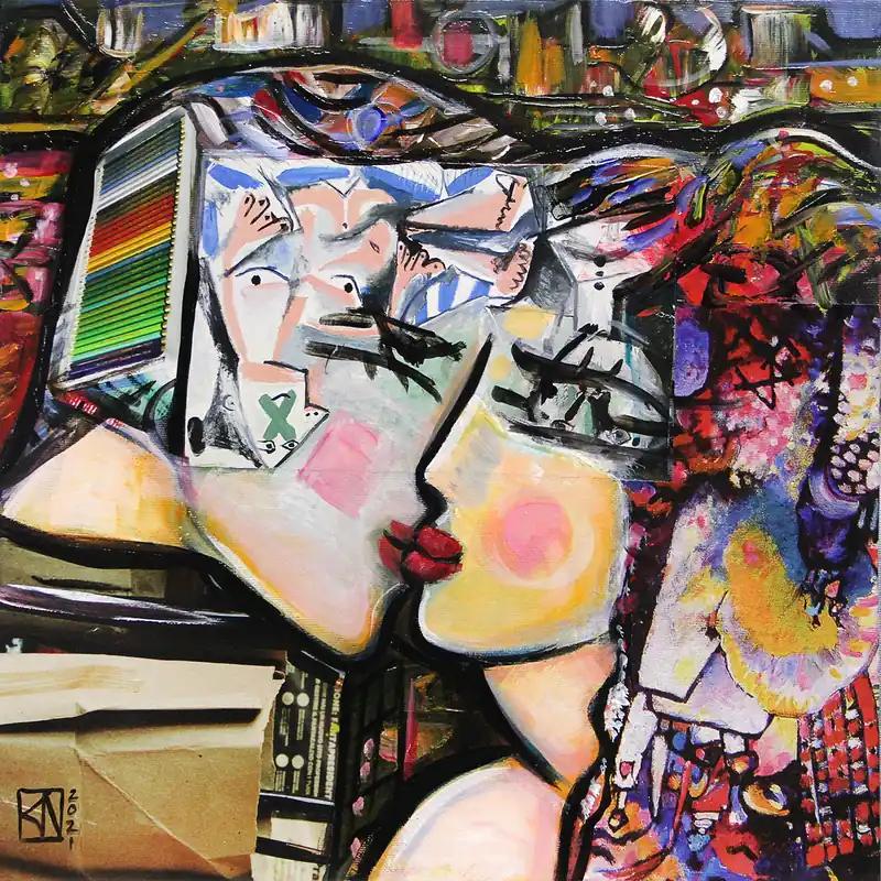 K. Namazi: "Sommerliebe I", moderne Originalkunst (Unikat) (A) Kostenloser Rückversand